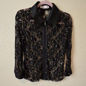 rossi roma size small matalic Long Sleeve Women's Blouse#115